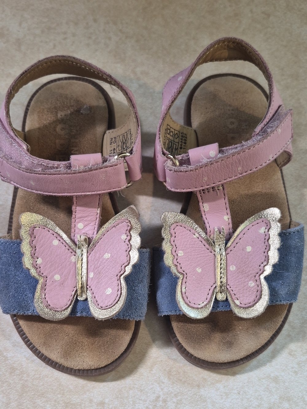 Mini Boden Leather Butterfly Sandals